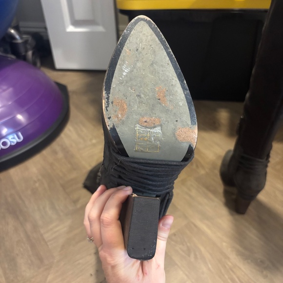 Dolce Vita Over the Knee Gray Suede Boots with Cord Detail around Heel - Picture 8 of 11